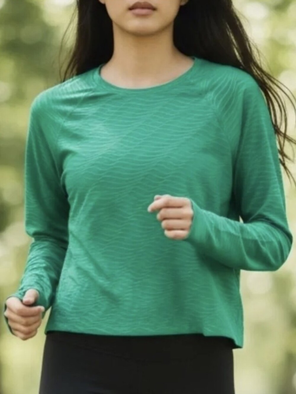 Isabella Active Wear Green Long Sleeve Crop Tee